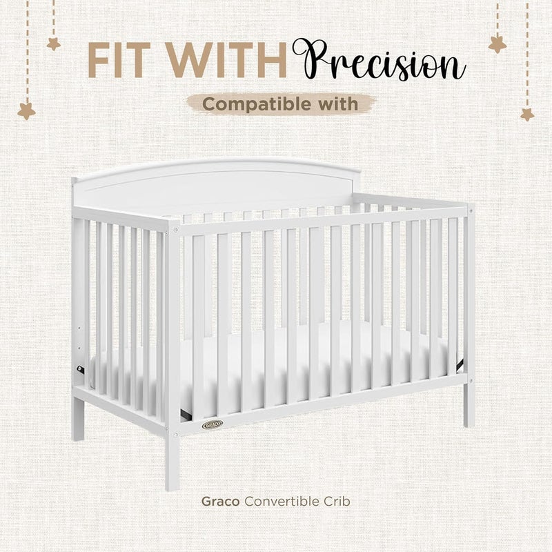 KoolerThings Crib Sheets 100% Organic Muslin Cotton Sheets for Boys & Girls, Fitted Sheets for Standard Crib & Toddler Mattress - Super Soft & Breathable for Cozy Comfort | White + Grey - 52"x28" (2 Pack) - Image 2